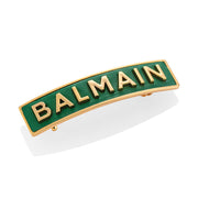 Balmain Limited Edition Green and Golden Logo Barrette