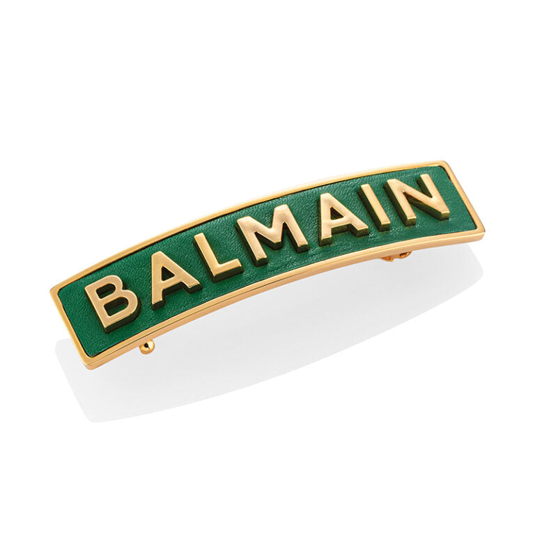 Balmain Limited Edition Green and Golden Logo Barrette