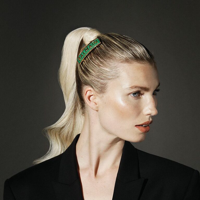Balmain Limited Edition Green and Golden Logo Barrette